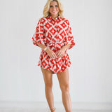 Josie Romper - Red/Cream