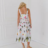 Hannah Belted Midi Dress - Baby Blue Floral
