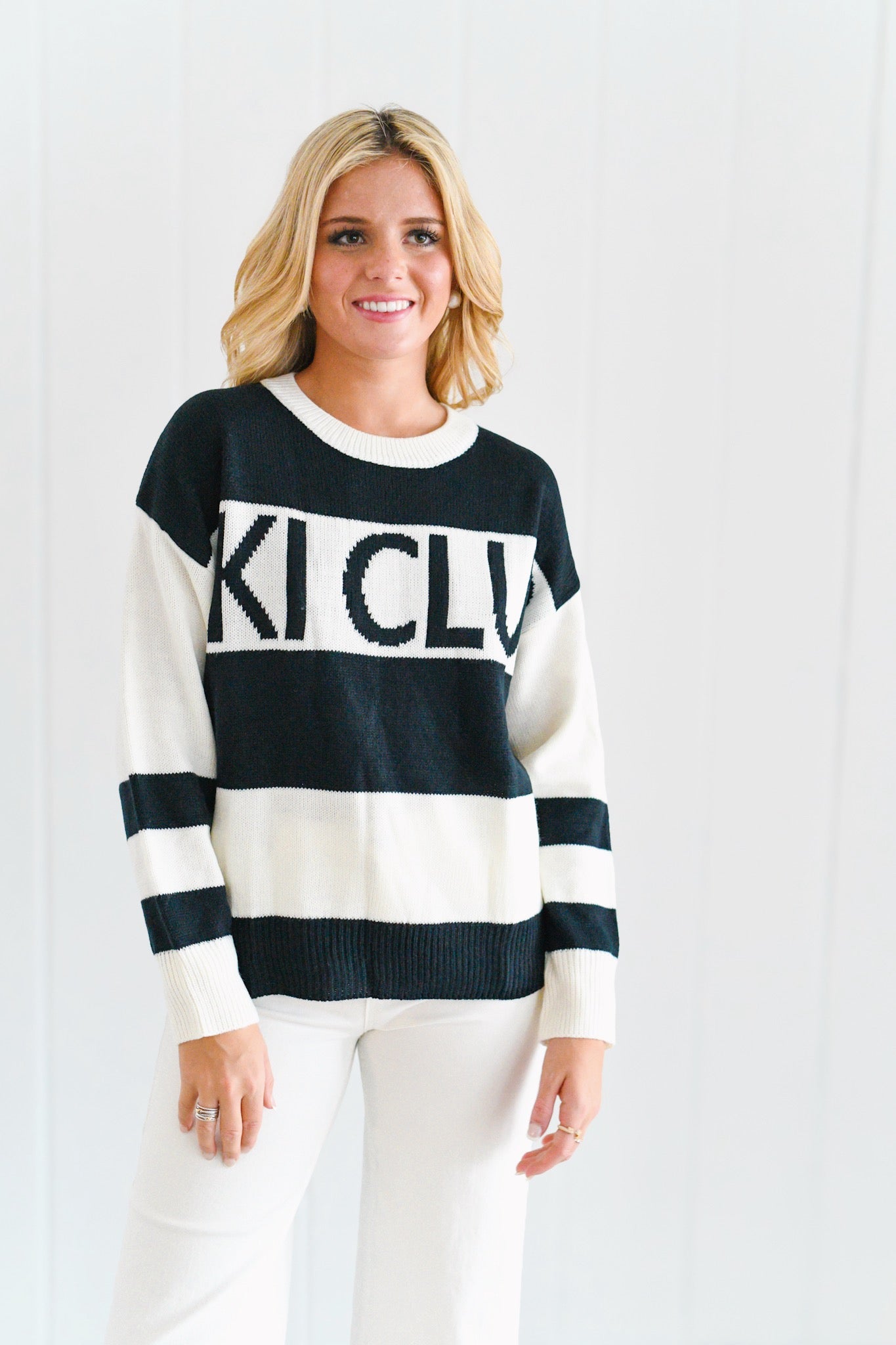 Ski Club Sweater - White-Black