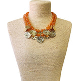 Coin Necklace - Amber Orange
