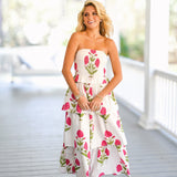 Kaylee Smocked Maxi Dress - White/Pink Floral