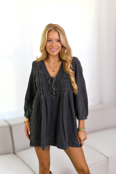 Jacey Denim Romper - Grey