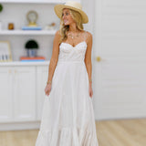 Tillie Poplin Midi Dress- Off White