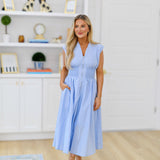 Sophie Zipper Midi Dress - Baby Blue