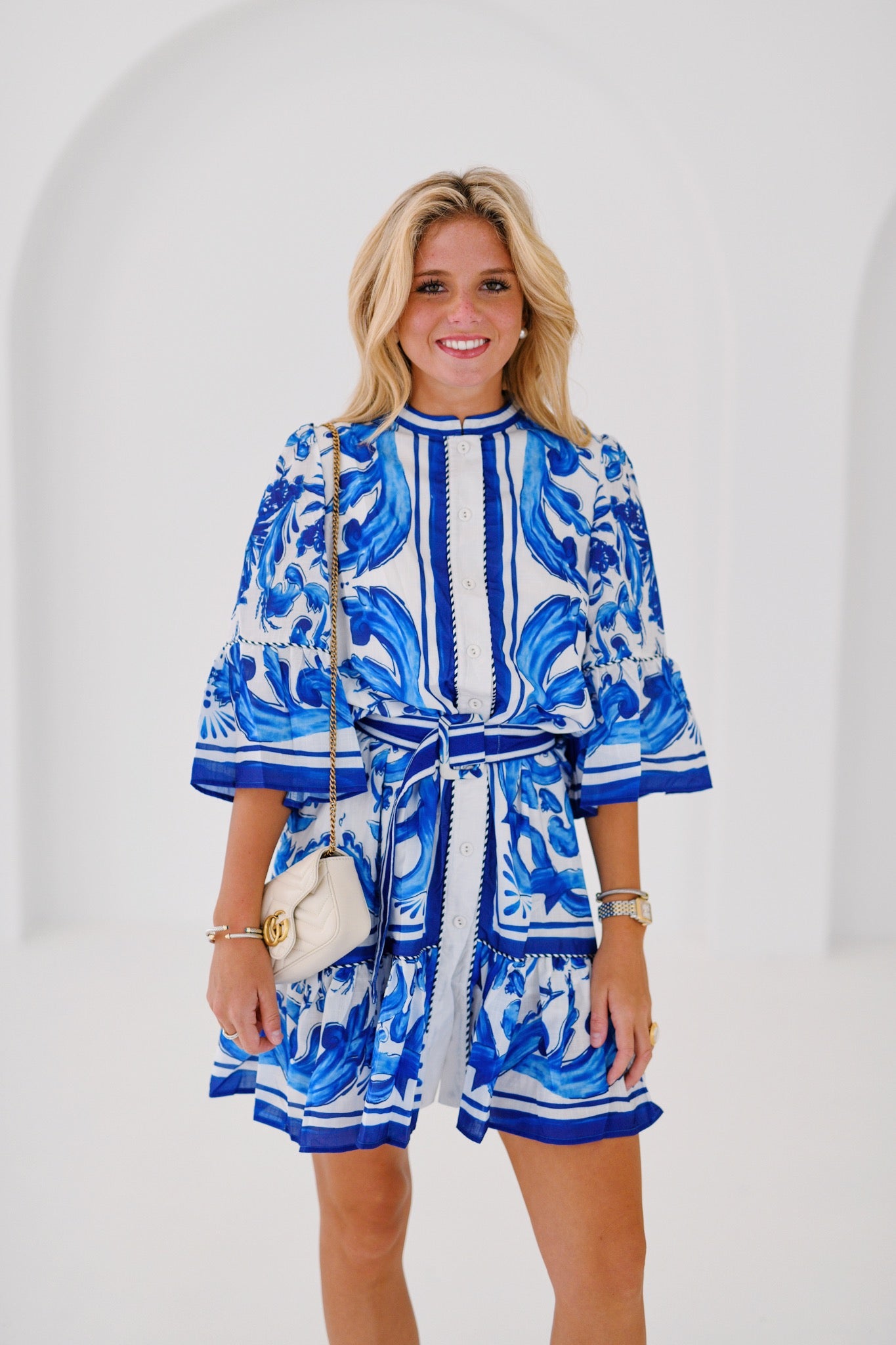 Shelley Belted Dress - Blue Multi