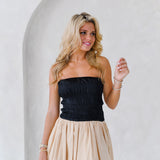 Aubrey Smocking Detail Mini Dress - Black Beige