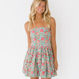Miranda Balloon Mini Dress - Teal/Pink