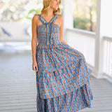 Maeve Ruffled Maxi Dress - Blue Floral