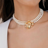 Pearl Petals Choker: Pearl with 18k Gold Plating