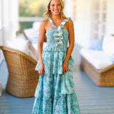 Sandra Floral Ruffle Tier Dress  - Blue