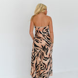 Zyan Strapless Printed Maxi Dress - Sunburn Tiger