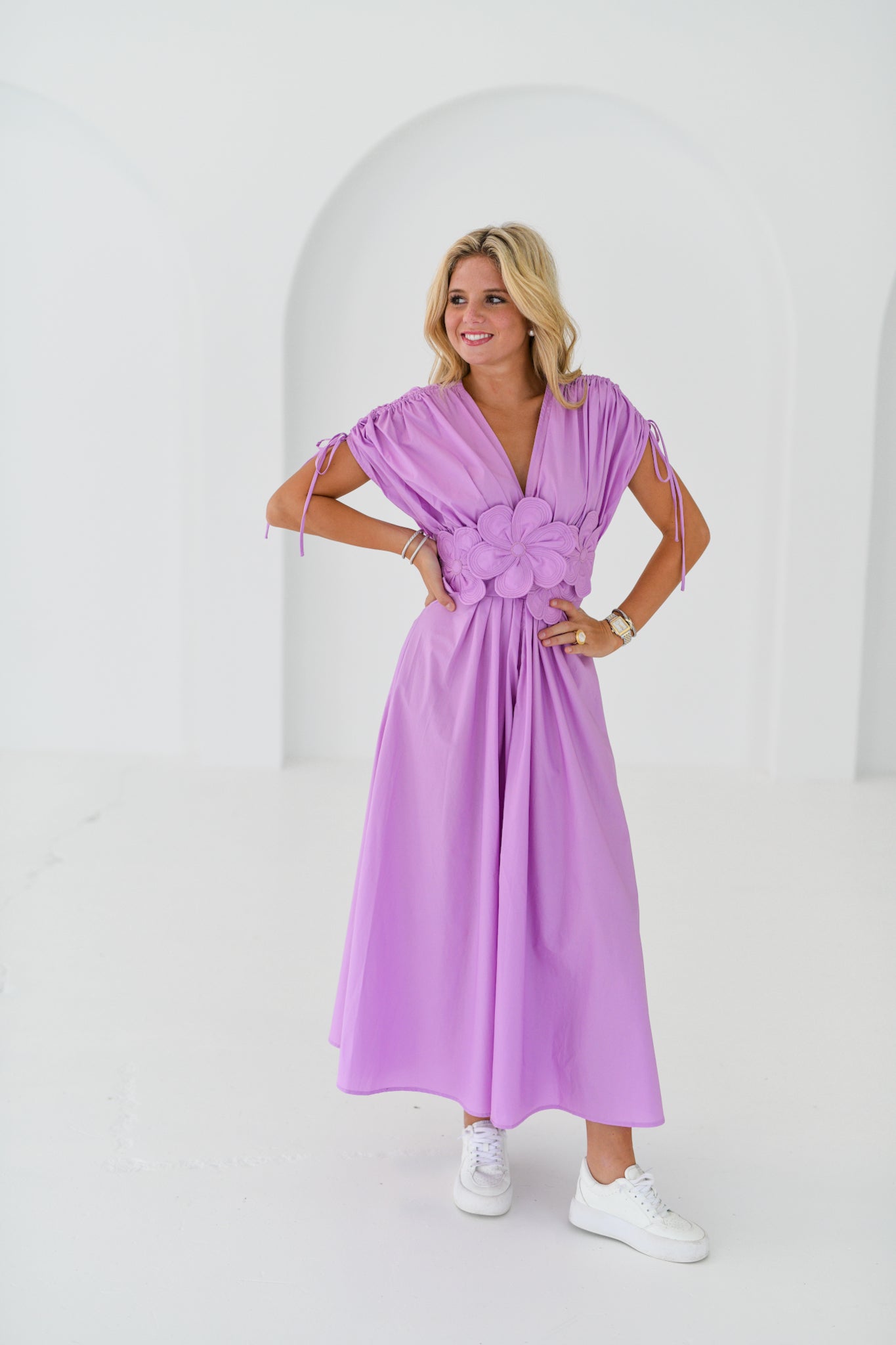 Stacie Flower Dress - Purple