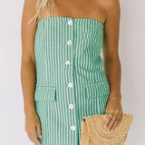 Stephanie Striped Mini Dress - Green/White
