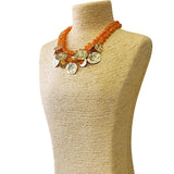 Coin Necklace - Amber Orange