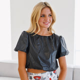 Caroline Bubble Hem Top - Black