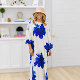 Maddie Flowy Midi Dress-Blue Floral