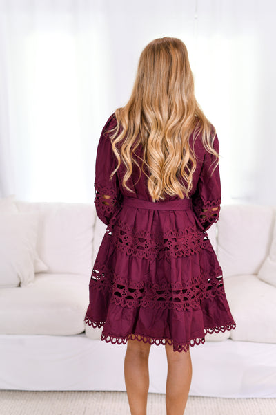 Noelle Eyelet Dress - Merlot