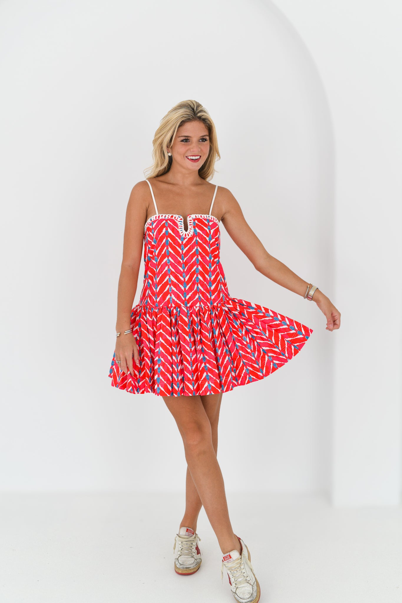 Nicole Sweetheart Dress - Red/Blue