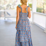 Maeve Ruffled Maxi Dress - Blue Floral