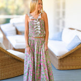 Elizabeth Floral Ruffle Skirt Top Set - Pink/Green