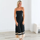 Kaylyn Knit Midi Dress-Black/Khaki