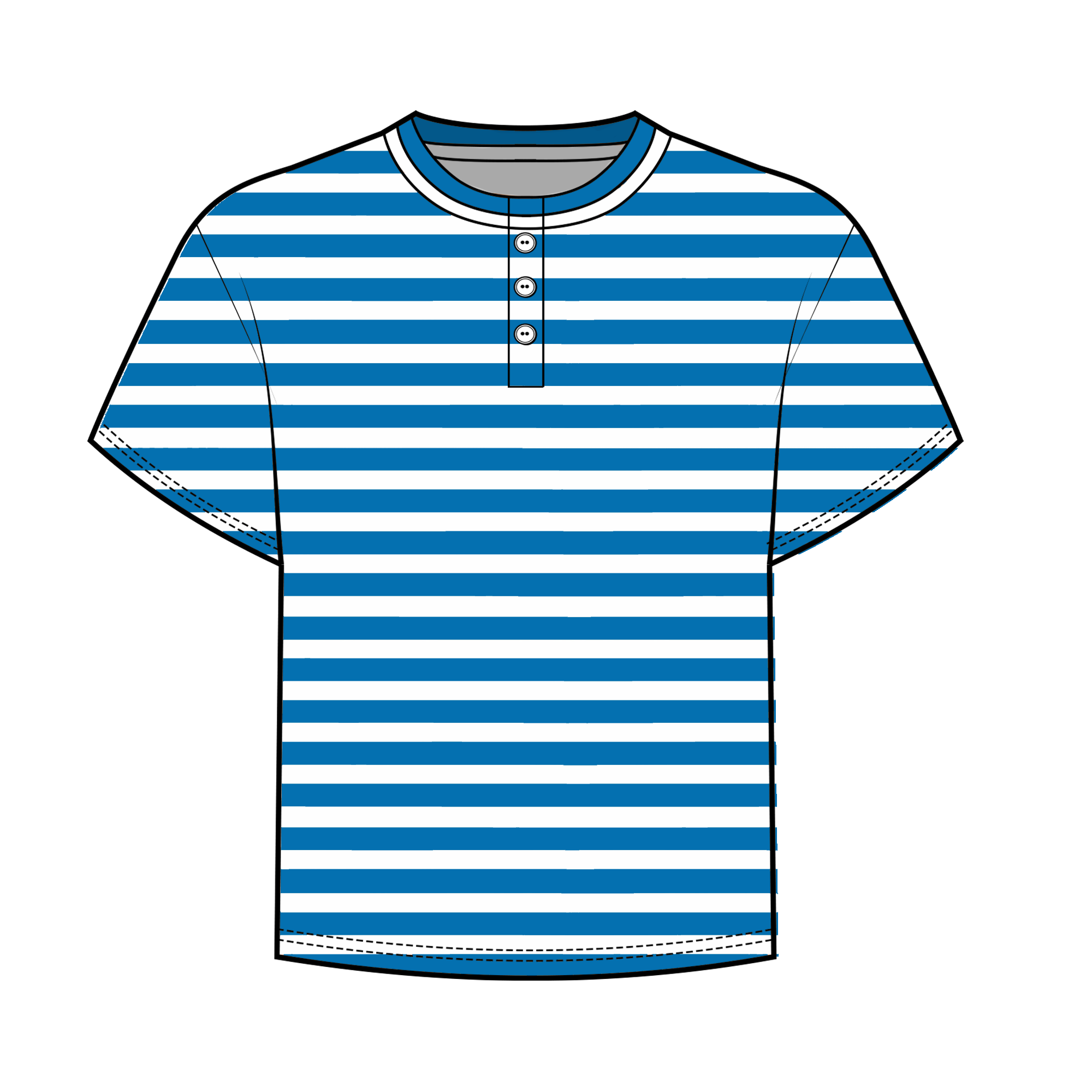 Fancy Buttoned Striped Short Sleeve Top