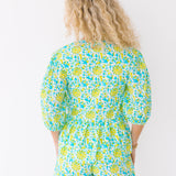 Dani Tie Front and Shorts Set - Teal/Lime