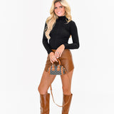 Zoe Leather Skort - Light Brown