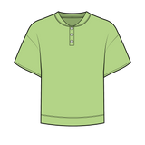 Fancy Half Button Short Sleeve Terry Top