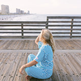 Fancy Buttoned Striped Short Sleeve Top