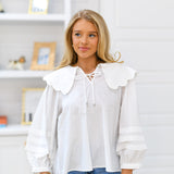 Gillian Wide Collar Top - Off White