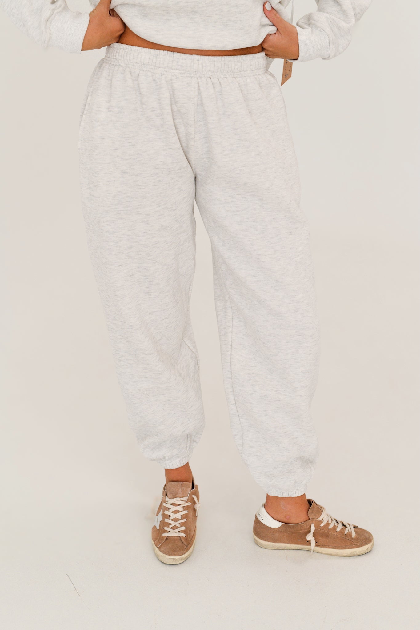 Leah Oversized Fit Sweat Pants-Heather Grey