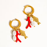 Rocaille Fish Pearl Earrings