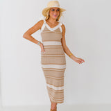 Savannah Ribbed Knit Midi Dress - Lt Taupe