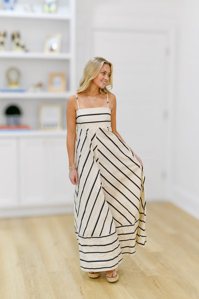 Callahan Striped Maxi Dress - Cream