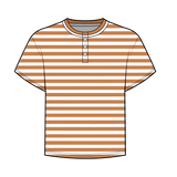 Fancy Buttoned Striped Short Sleeve Top