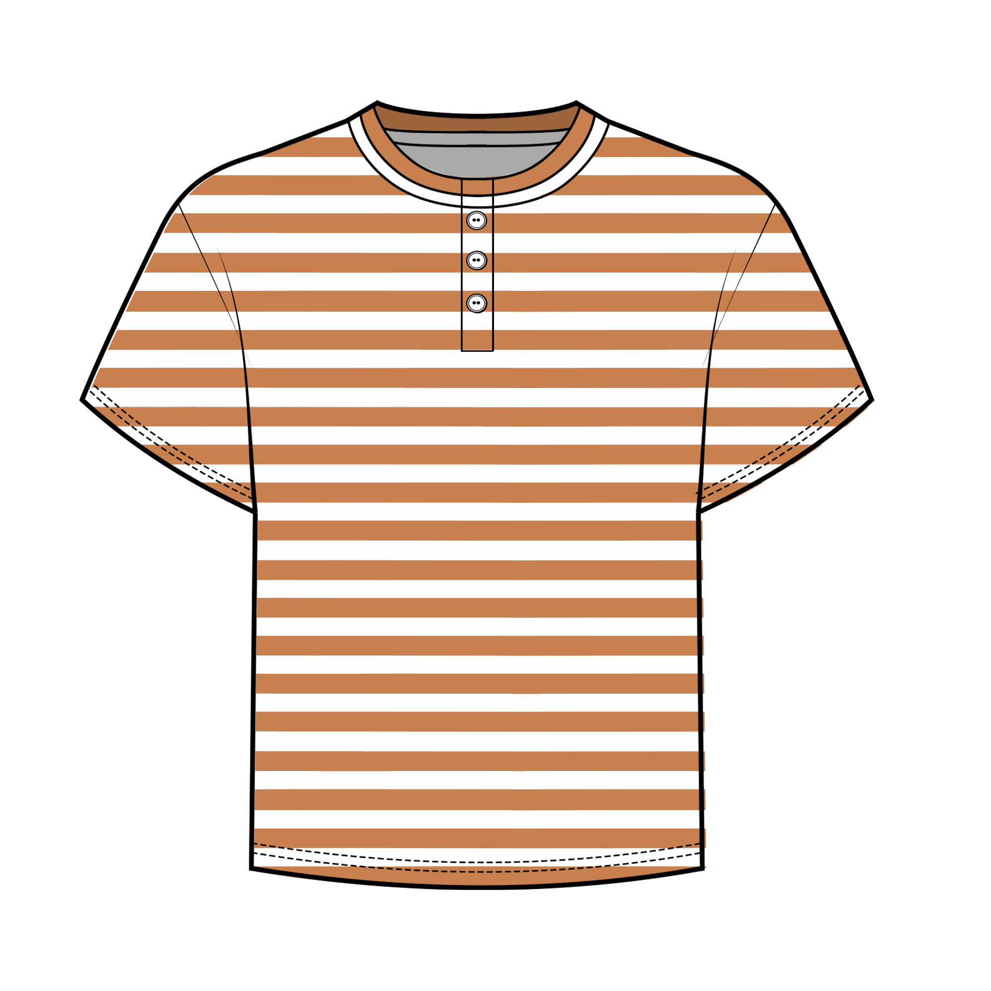 Fancy Buttoned Striped Short Sleeve Top