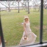 Elise Stripe Maxi Dress - White/Taupe