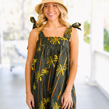 Black Sand Beach Mini Tie Dress - Black/Palm