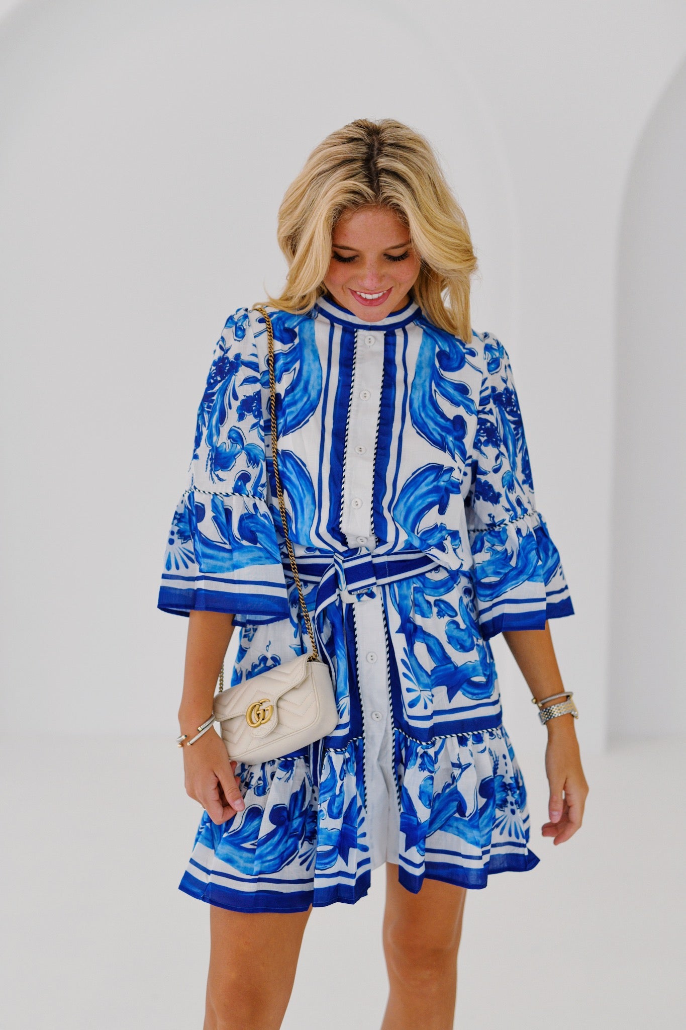 Shelley Belted Dress - Blue Multi