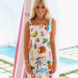 Paradise Square Neck Mini Dress- Multi