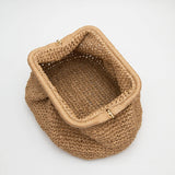 Bila Hinge Straw Clutch Bag - Ivory