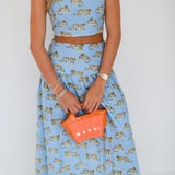 Sienna Maxi Skirt Set - Baby Blue Tiger