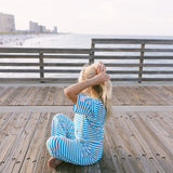 Fancy Buttoned Striped Short Sleeve Top