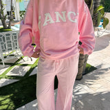 Fancy Striped Button Pants - Powder Pink/White