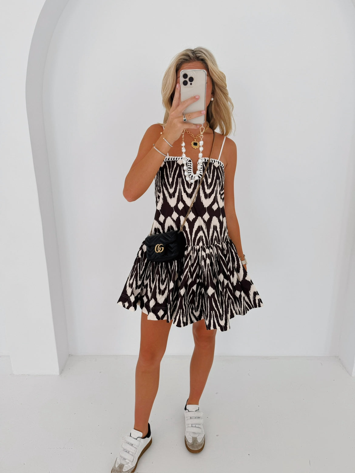 Kaylor Sweetheart Dress - Dark Brown/White