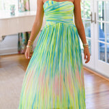 Paris Strapless Maxi Dress - Lime Multi