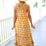 Yancy Frill Neck Maxi Dress - Yellow