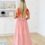 Claire Shoulder Tie Maxi Dress - Red
