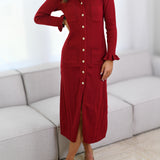 Jadyn Button Down Dress - Burgundy
